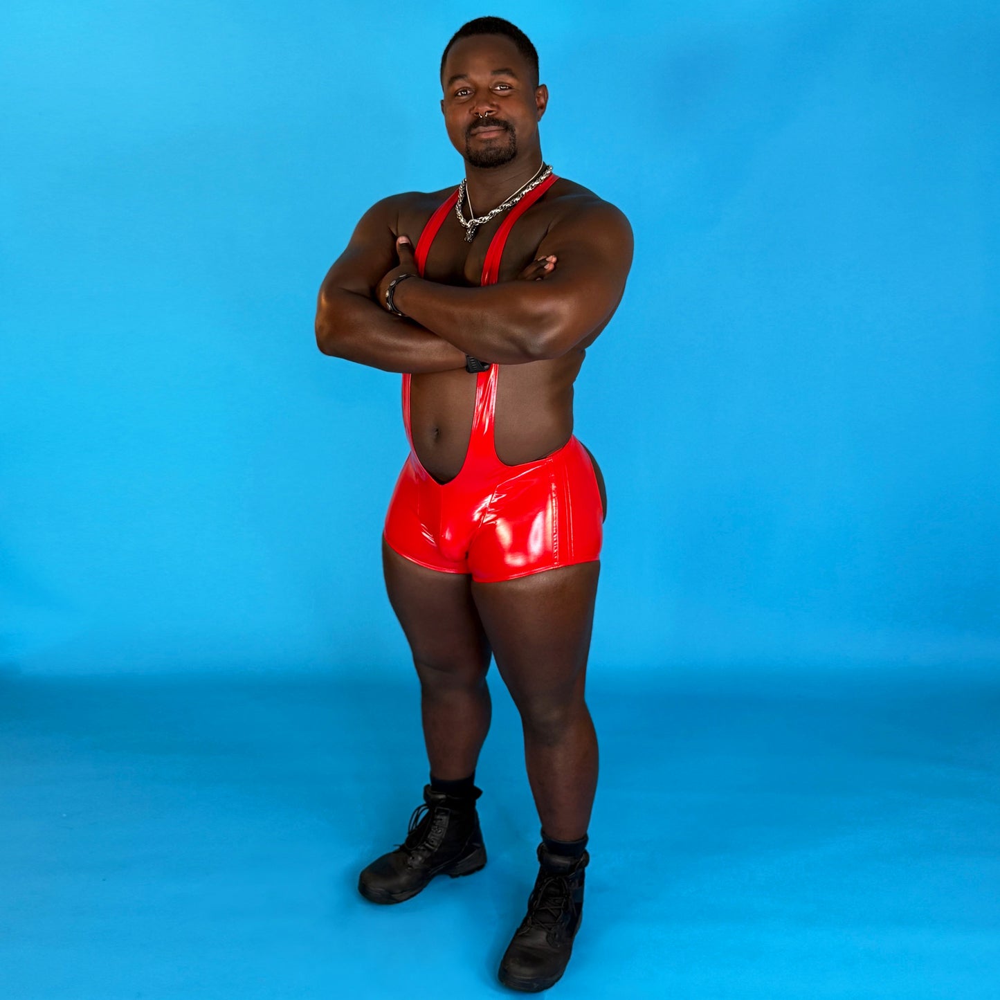 Red Shiny Jock Singlet