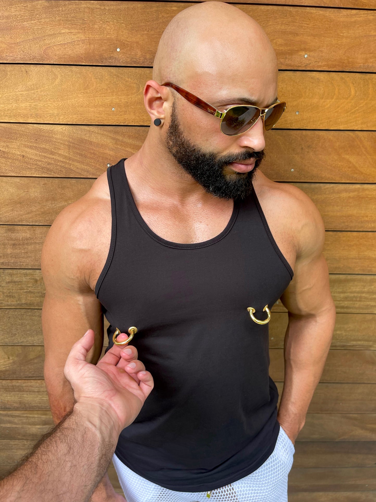 18kt Gold Nipple Ring Tank
