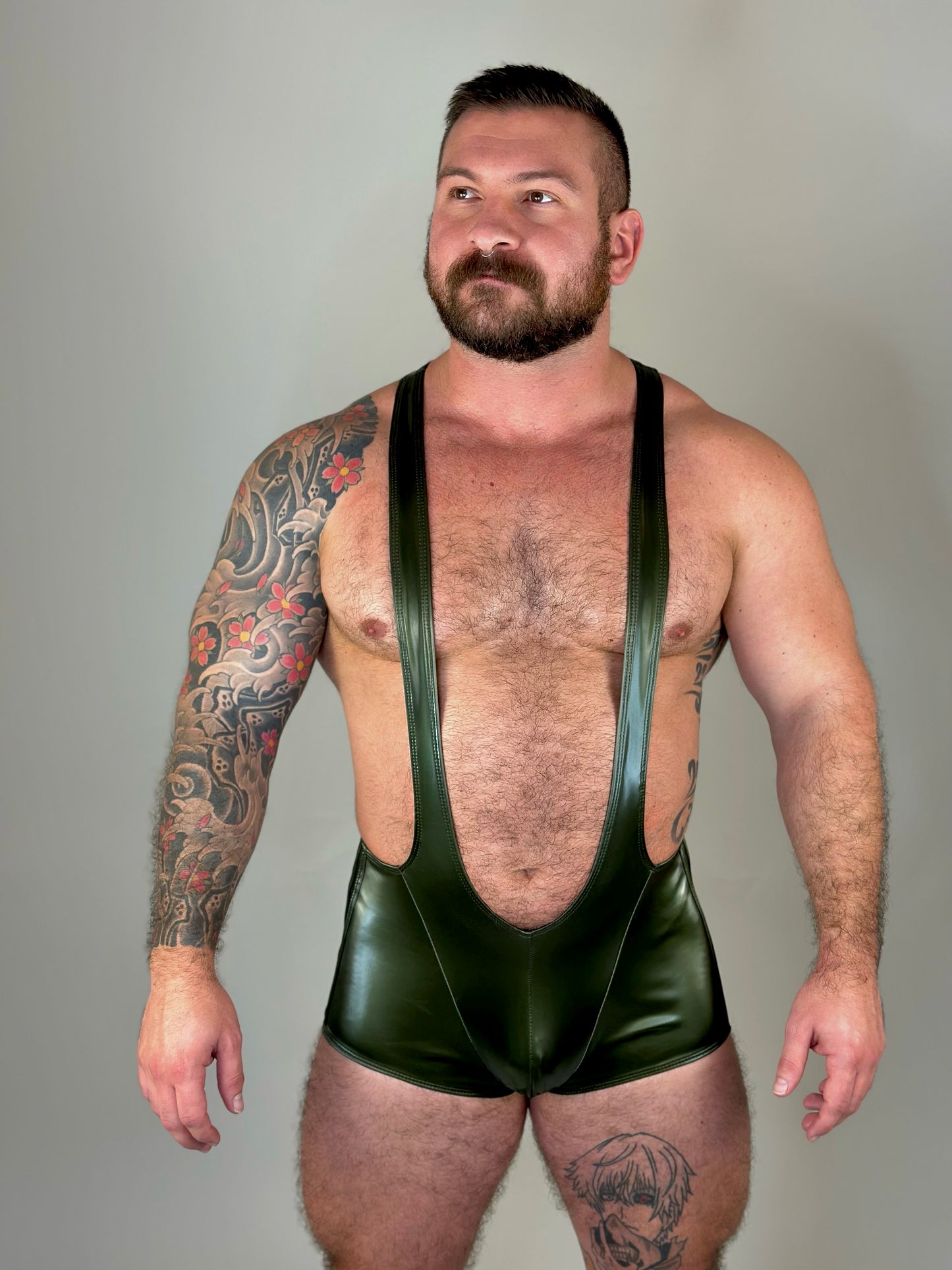 Army Green Iridescent Jock Singlet