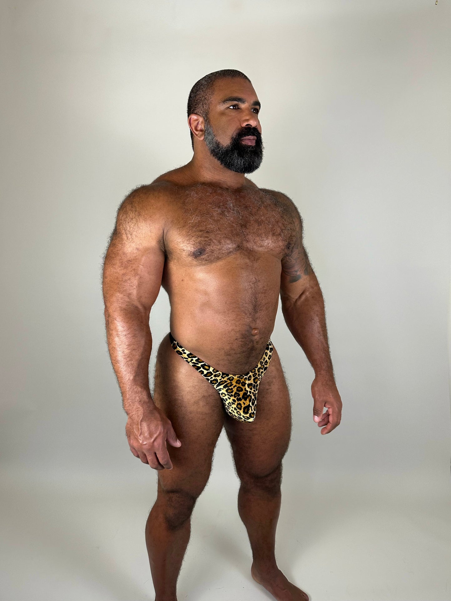 Leopard Velvet/Mesh Thong